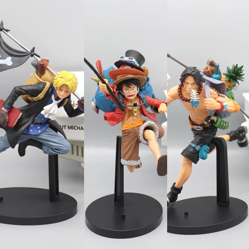 18cm One Piece Luffy, Ace & Sanji Running Brothers Action Figures